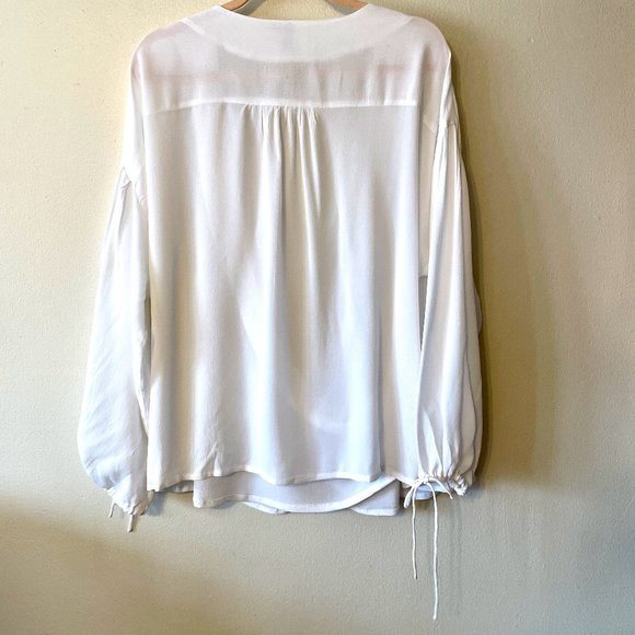 🔥 asos | White Crepe Chiffon Surplice Peasant Blouse Sz 14 NWT - Picture 9 of 11